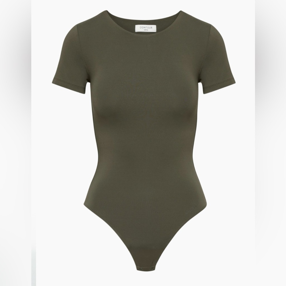 Aritzia Never Worn Contour Crew Shortsleeve Bodysuit | Olive | Size Small